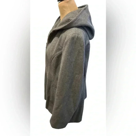 Anne Klein Women’s Gray Wool Blend Hooded Jacket Full Zip & Satin Lined Size XL - Picture 4 of 11